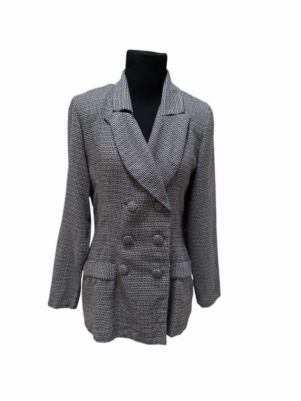Vintage Rampage Womens Size 5 Black White Houndstooth Double Breasted Blazer
